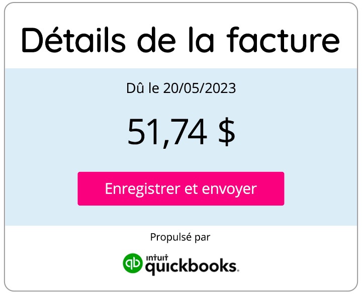 Une fenêtre contextuelle offrant à un utilisateur GOrendezvous la possibilité d'envoyer les détails de sa facture GOrendezvous à son compte QuickBooks